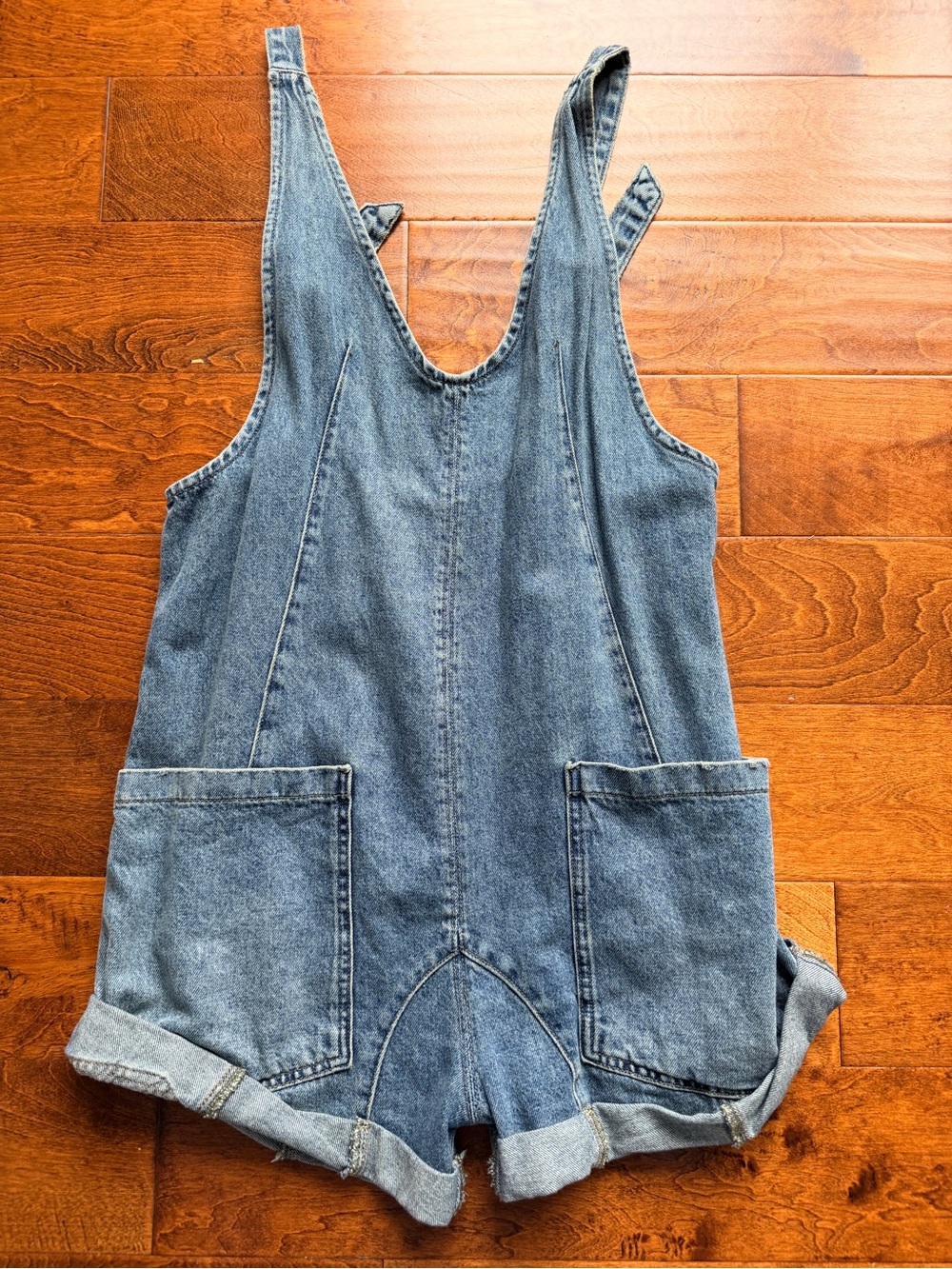 Free People Blue Denim Shortall Romper - Picture 2 of 5